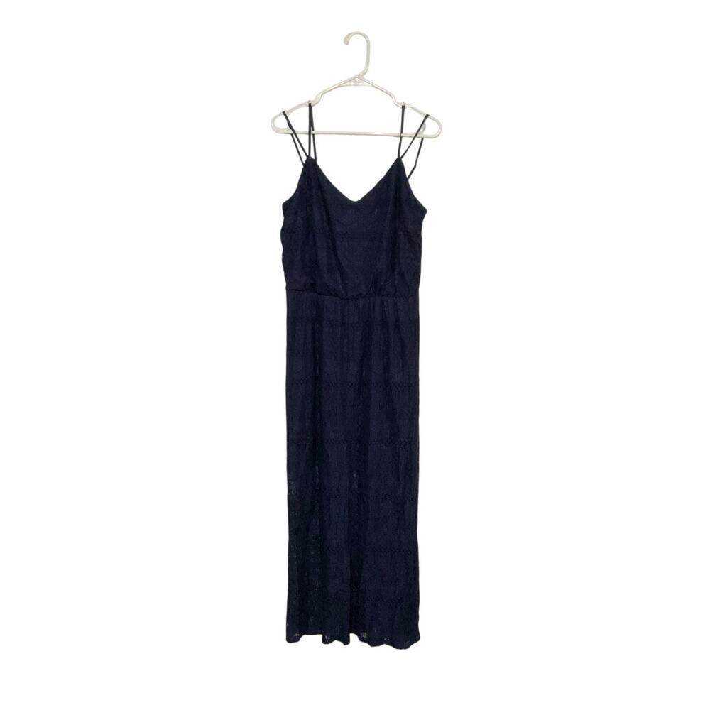 Vince Camuto Dark Blue Lace Maxi Dress Adjustable Straps Sz 12 Large Sleeveless